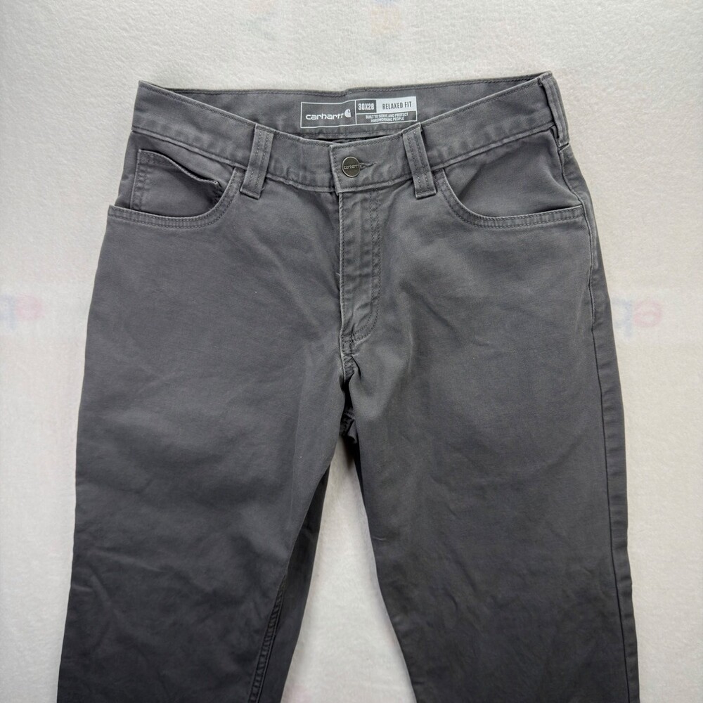 Carhartt Rugged Flex Canvas Work Pants Mens 30x28 Gray Relaxed Fit BN2517-M